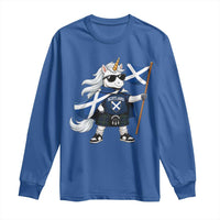 Funny Scotland Unicorn Long Sleeve Shirt Cool Scottish Unicorn with Kilt Flag Scotland Pride Football Fans