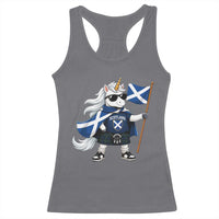 Funny Scotland Unicorn Racerback Tank Top Cool Scottish Unicorn with Kilt Flag Scotland Pride Football Fans
