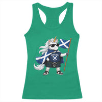 Funny Scotland Unicorn Racerback Tank Top Cool Scottish Unicorn with Kilt Flag Scotland Pride Football Fans