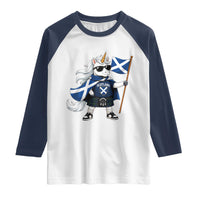 Funny Scotland Unicorn Raglan Shirt Cool Scottish Unicorn with Kilt Flag Scotland Pride Football Fans