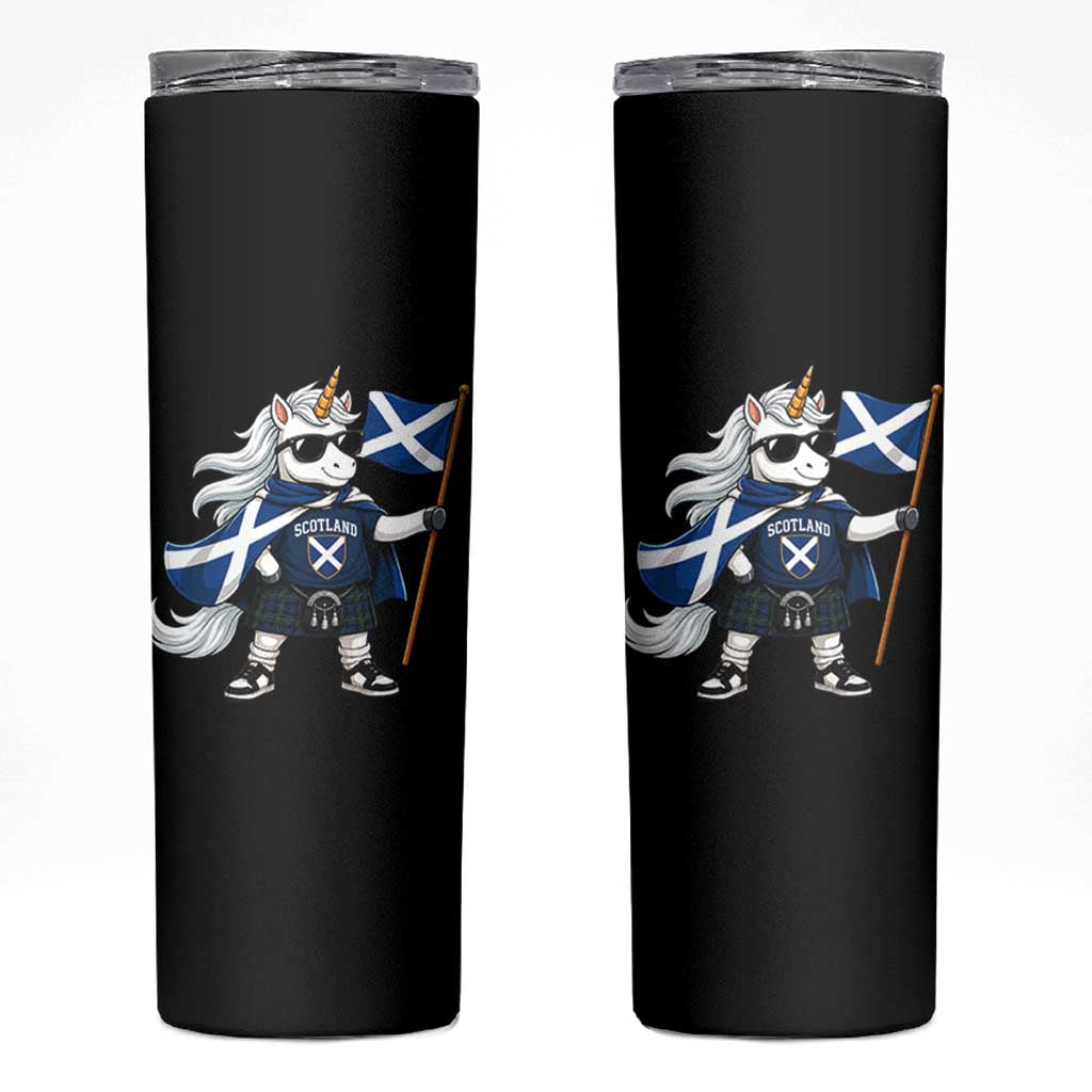 Funny Scotland Unicorn Skinny Tumbler Cool Scottish Unicorn with Kilt Flag Scotland Pride Football Fans