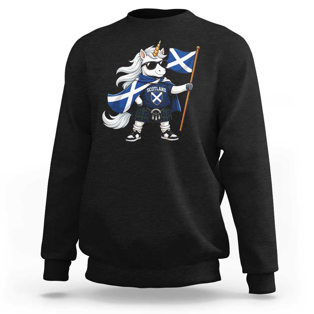 Funny Scotland Unicorn Sweatshirt Cool Scottish Unicorn with Kilt Flag Scotland Pride Football Fans