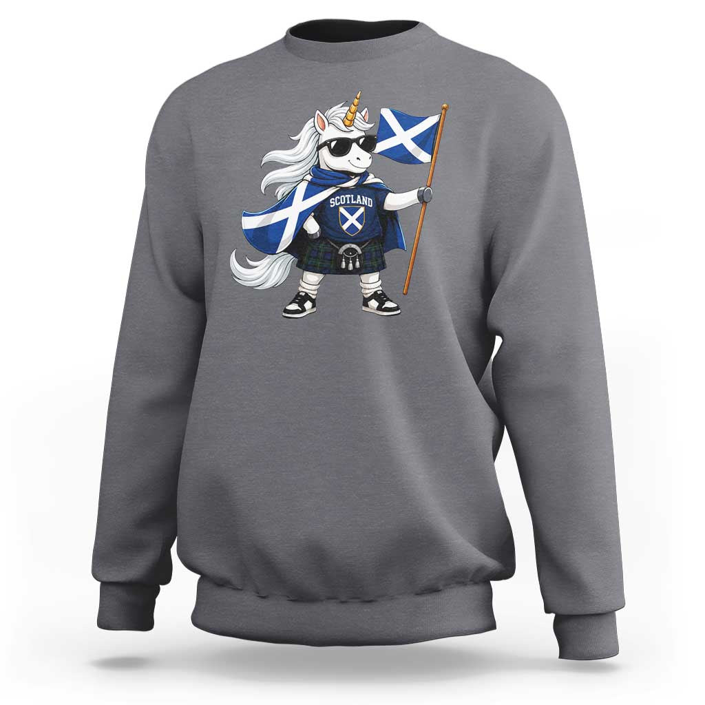 Funny Scotland Unicorn Sweatshirt Cool Scottish Unicorn with Kilt Flag Scotland Pride Football Fans