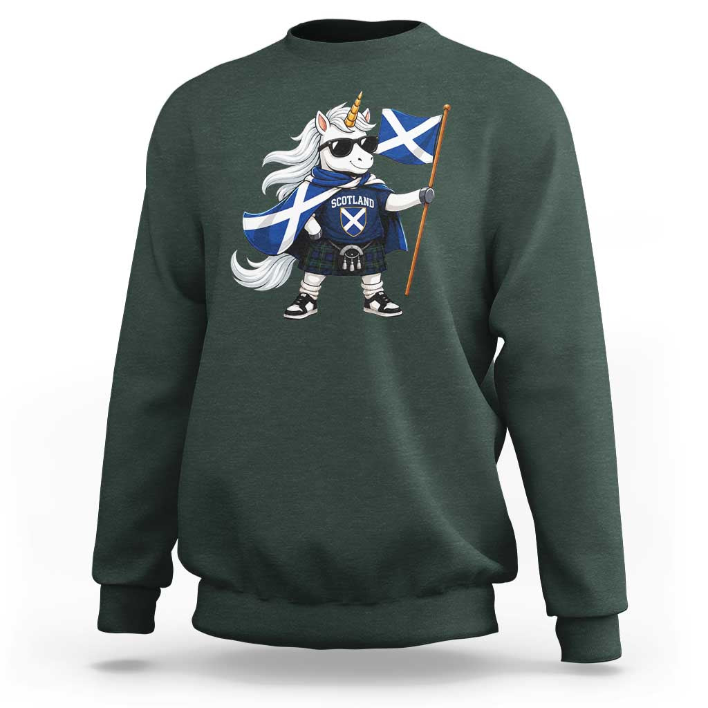 Funny Scotland Unicorn Sweatshirt Cool Scottish Unicorn with Kilt Flag Scotland Pride Football Fans