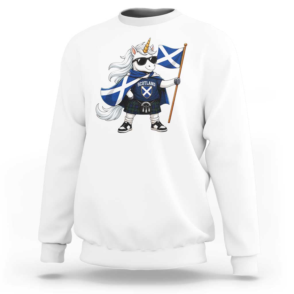 Funny Scotland Unicorn Sweatshirt Cool Scottish Unicorn with Kilt Flag Scotland Pride Football Fans