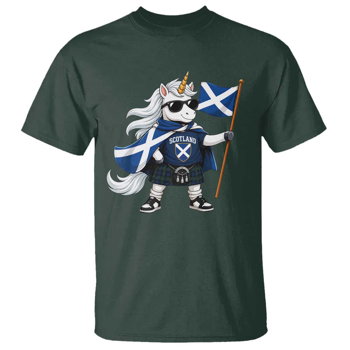 Funny Scotland Unicorn T Shirt Cool Scottish Unicorn with Kilt Flag Scotland Pride Football Fans