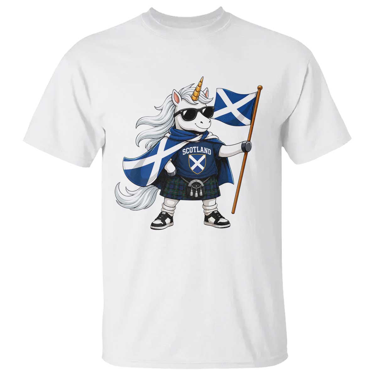 Funny Scotland Unicorn T Shirt Cool Scottish Unicorn with Kilt Flag Scotland Pride Football Fans