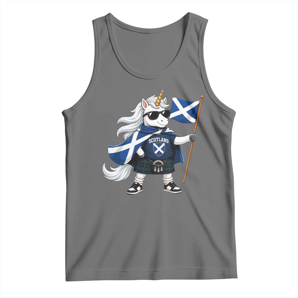 Funny Scotland Unicorn Tank Top Cool Scottish Unicorn with Kilt Flag Scotland Pride Football Fans