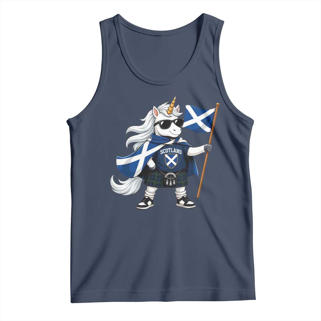 Funny Scotland Unicorn Tank Top Cool Scottish Unicorn with Kilt Flag Scotland Pride Football Fans