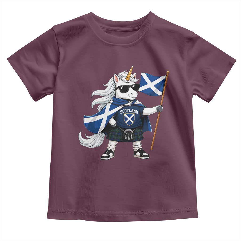 Funny Scotland Unicorn Toddler T Shirt Cool Scottish Unicorn with Kilt Flag Scotland Pride Football Fans