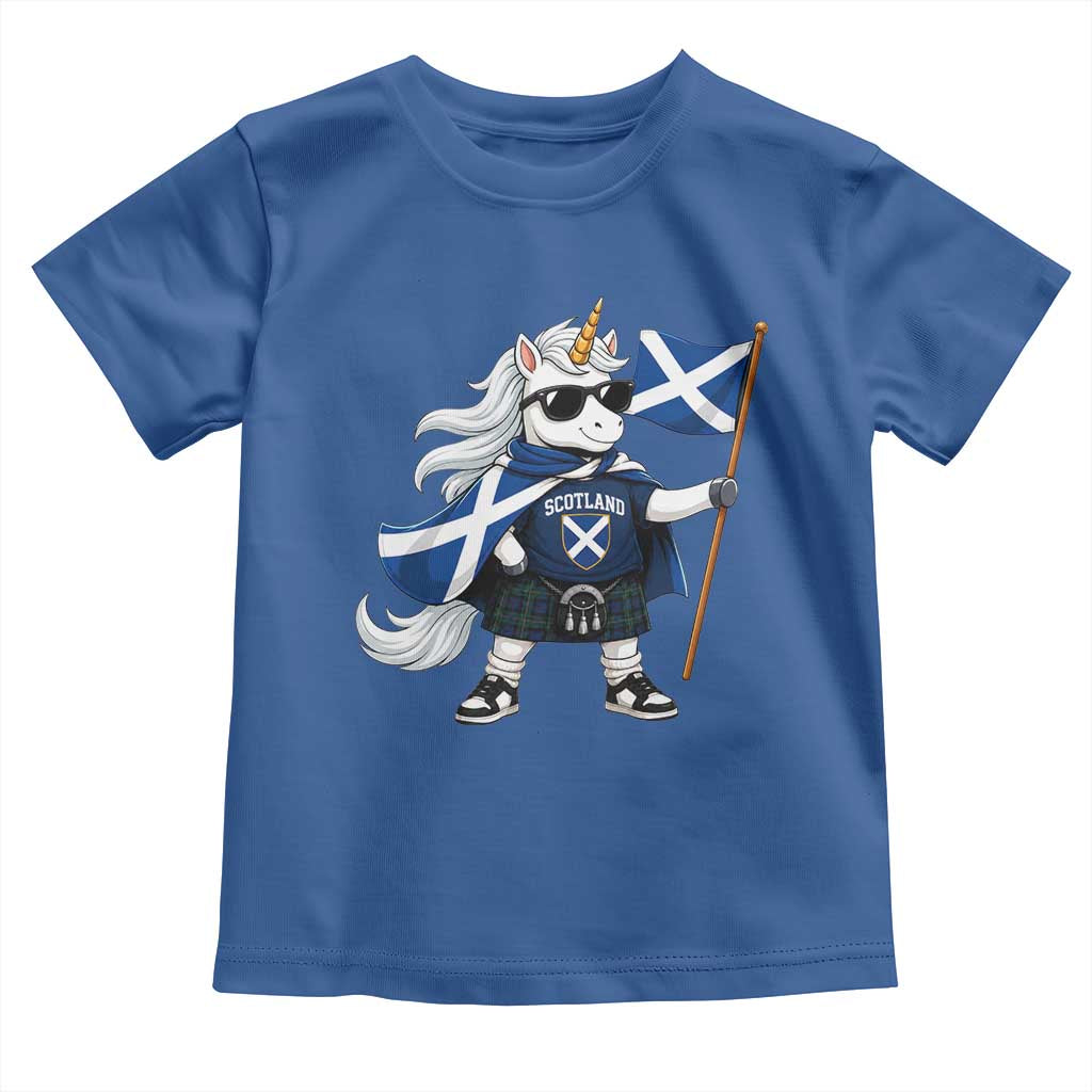 Funny Scotland Unicorn Toddler T Shirt Cool Scottish Unicorn with Kilt Flag Scotland Pride Football Fans