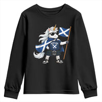 Funny Scotland Unicorn Youth Sweatshirt Cool Scottish Unicorn with Kilt Flag Scotland Pride Football Fans