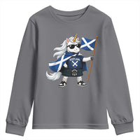 Funny Scotland Unicorn Youth Sweatshirt Cool Scottish Unicorn with Kilt Flag Scotland Pride Football Fans
