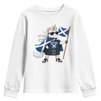 Funny Scotland Unicorn Youth Sweatshirt Cool Scottish Unicorn with Kilt Flag Scotland Pride Football Fans