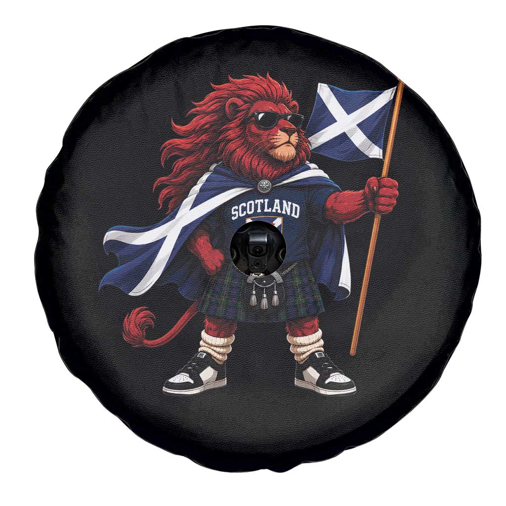 Proud Scotland Rampant Lion Spare Tire Cover Scottish Flag Red Lion Mascot with Kilt Football Fans