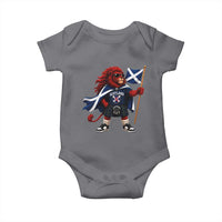 Proud Scotland Rampant Lion Baby Onesie Scottish Flag Red Lion Mascot with Kilt Football Fans