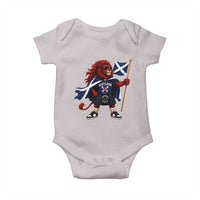 Proud Scotland Rampant Lion Baby Onesie Scottish Flag Red Lion Mascot with Kilt Football Fans