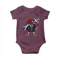 Proud Scotland Rampant Lion Baby Onesie Scottish Flag Red Lion Mascot with Kilt Football Fans