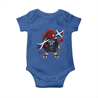 Proud Scotland Rampant Lion Baby Onesie Scottish Flag Red Lion Mascot with Kilt Football Fans