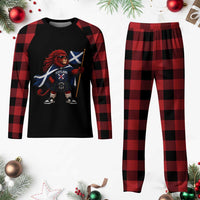 Proud Scotland Rampant Lion Plaid Pajama Set Scottish Flag Red Lion Mascot with Kilt Football Fans