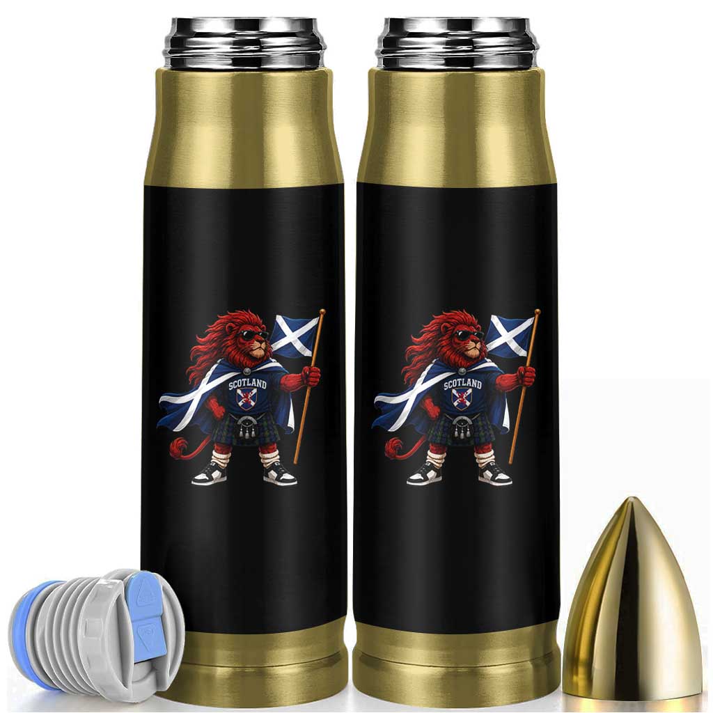 Proud Scotland Rampant Lion Bullet Tumbler Scottish Flag Red Lion Mascot with Kilt Football Fans