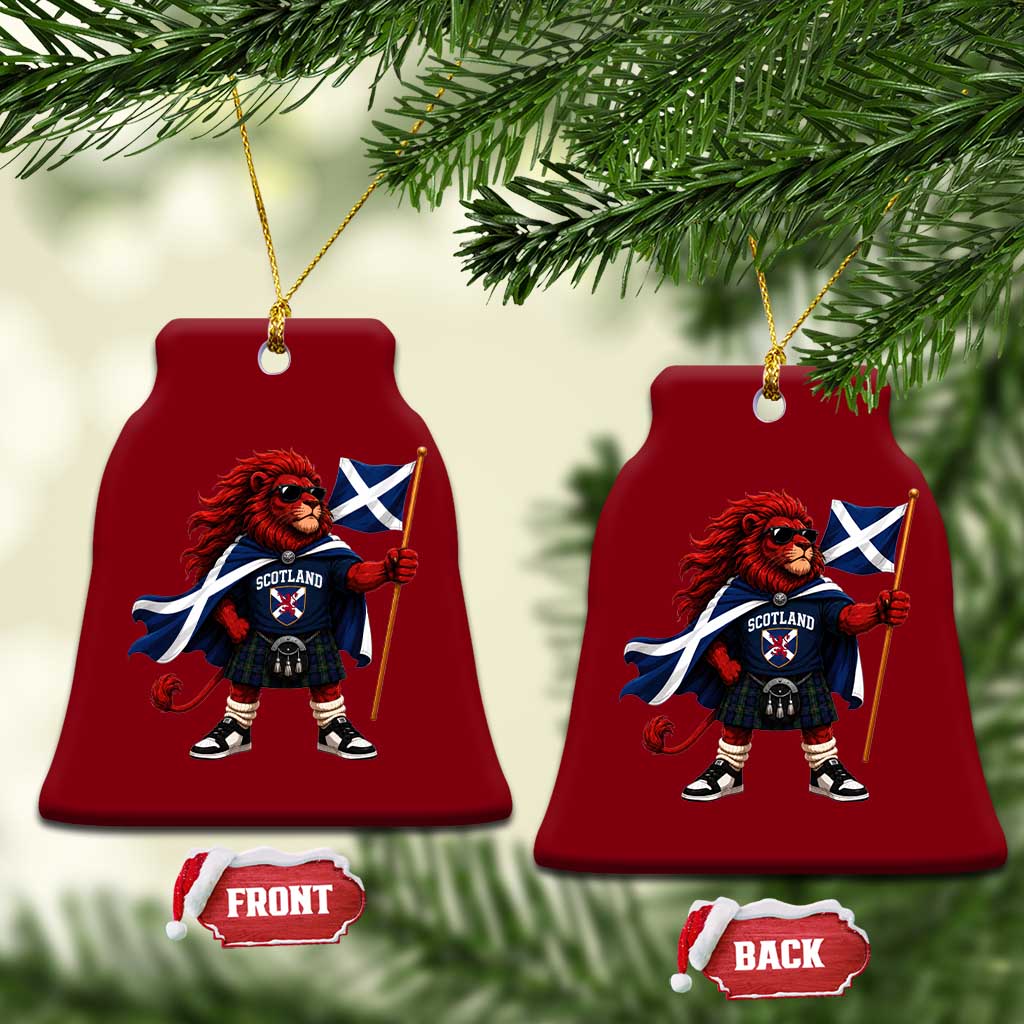 Proud Scotland Rampant Lion Ceramic Ornament Scottish Flag Red Lion Mascot with Kilt Football Fans