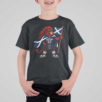 Proud Scotland Rampant Lion T Shirt For Kid Scottish Flag Red Lion Mascot with Kilt Football Fans