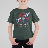 Proud Scotland Rampant Lion T Shirt For Kid Scottish Flag Red Lion Mascot with Kilt Football Fans
