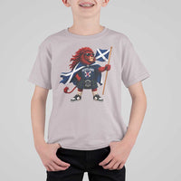Proud Scotland Rampant Lion T Shirt For Kid Scottish Flag Red Lion Mascot with Kilt Football Fans