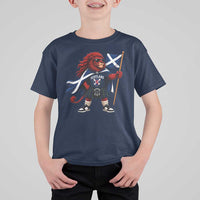 Proud Scotland Rampant Lion T Shirt For Kid Scottish Flag Red Lion Mascot with Kilt Football Fans
