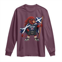 Proud Scotland Rampant Lion Long Sleeve Shirt Scottish Flag Red Lion Mascot with Kilt Football Fans