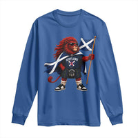 Proud Scotland Rampant Lion Long Sleeve Shirt Scottish Flag Red Lion Mascot with Kilt Football Fans