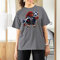 Proud Scotland Rampant Lion T Shirt For Women Scottish Flag Red Lion Mascot with Kilt Football Fans