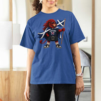 Proud Scotland Rampant Lion T Shirt For Women Scottish Flag Red Lion Mascot with Kilt Football Fans