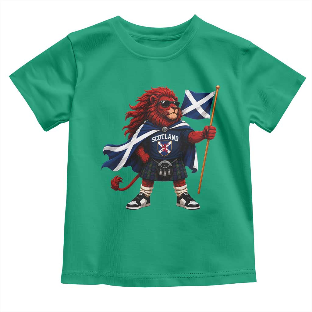 Proud Scotland Rampant Lion Toddler T Shirt Scottish Flag Red Lion Mascot with Kilt Football Fans