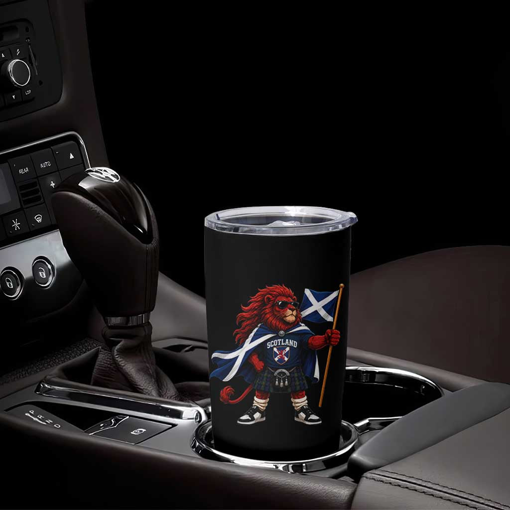 Proud Scotland Rampant Lion Tumbler Cup Scottish Flag Red Lion Mascot with Kilt Football Fans