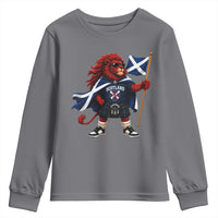 Proud Scotland Rampant Lion Youth Sweatshirt Scottish Flag Red Lion Mascot with Kilt Football Fans