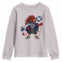 Proud Scotland Rampant Lion Youth Sweatshirt Scottish Flag Red Lion Mascot with Kilt Football Fans