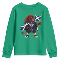 Proud Scotland Rampant Lion Youth Sweatshirt Scottish Flag Red Lion Mascot with Kilt Football Fans