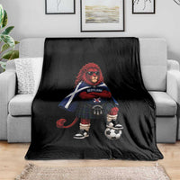 Scotland Rampant Lion Soccer Fan Throw Blanket Scottish Pride Red Lion in Kilt with Sunglasses Football