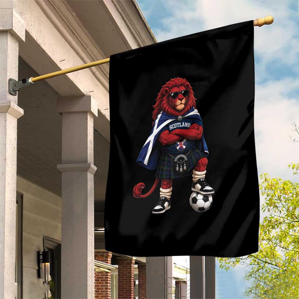 Scotland Rampant Lion Soccer Fan Garden Flag Scottish Pride Red Lion in Kilt with Sunglasses Football