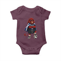 Scotland Rampant Lion Soccer Fan Baby Onesie Scottish Pride Red Lion in Kilt with Sunglasses Football