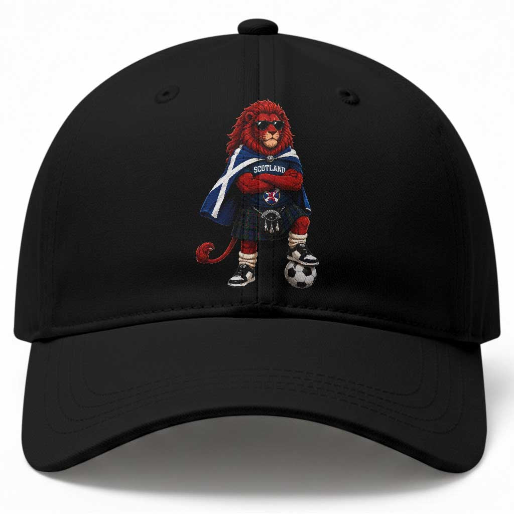 Scotland Rampant Lion Soccer Fan Baseball Cap Scottish Pride Red Lion in Kilt with Sunglasses Football