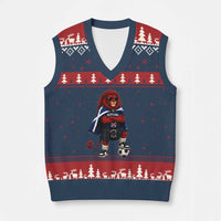 Scotland Rampant Lion Soccer Fan V-Neck Knit Sweater Vest Scottish Pride Red Lion in Kilt with Sunglasses Football