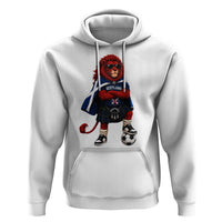 Scotland Rampant Lion Soccer Fan Hoodie Scottish Pride Red Lion in Kilt with Sunglasses Football