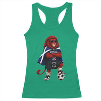 Scotland Rampant Lion Soccer Fan Racerback Tank Top Scottish Pride Red Lion in Kilt with Sunglasses Football
