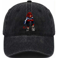 Scotland Rampant Lion Soccer Fan Washed Cotton Baseball Cap Scottish Pride Red Lion in Kilt with Sunglasses Football