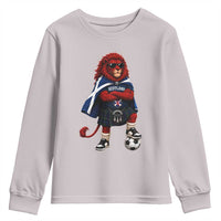 Scotland Rampant Lion Soccer Fan Youth Sweatshirt Scottish Pride Red Lion in Kilt with Sunglasses Football