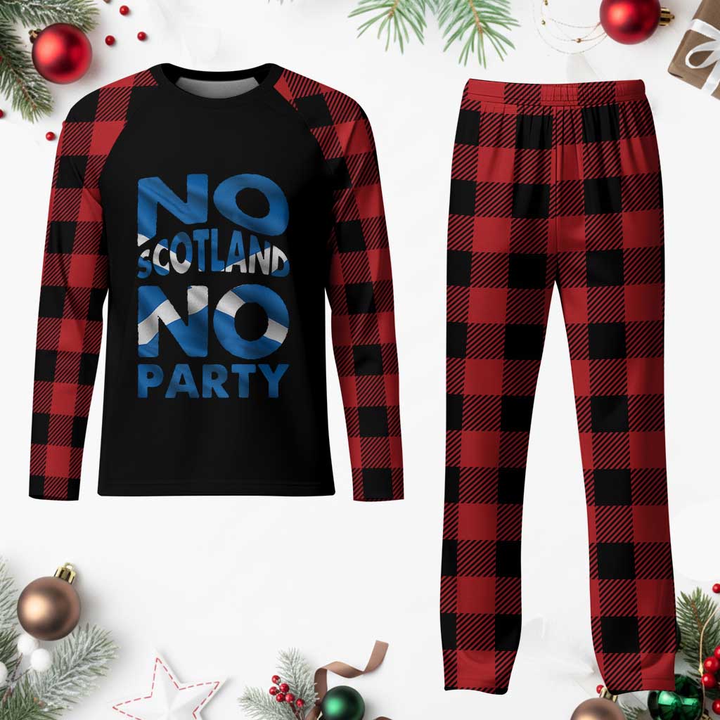 No Scotland No Party Scottish Plaid Pajama Set Retro Scottish Banner Fan Scotland Flag