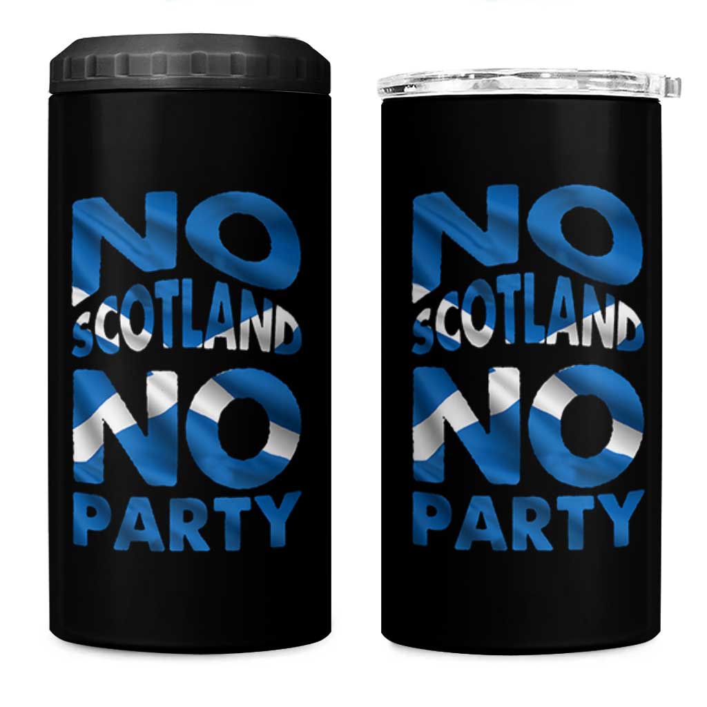 No Scotland No Party Scottish 4 in 1 Can Cooler Tumbler Retro Scottish Banner Fan Scotland Flag